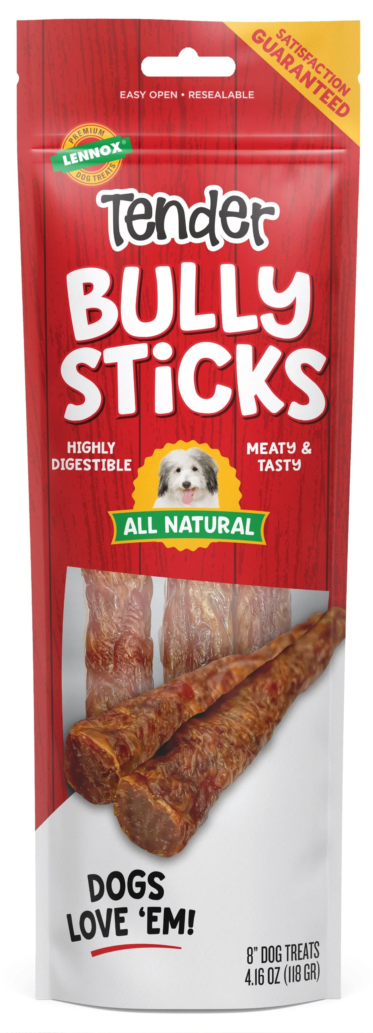 Lennox Tender Bully Sticks Dog Treat - 8 in - 4.16 Oz - Image 1