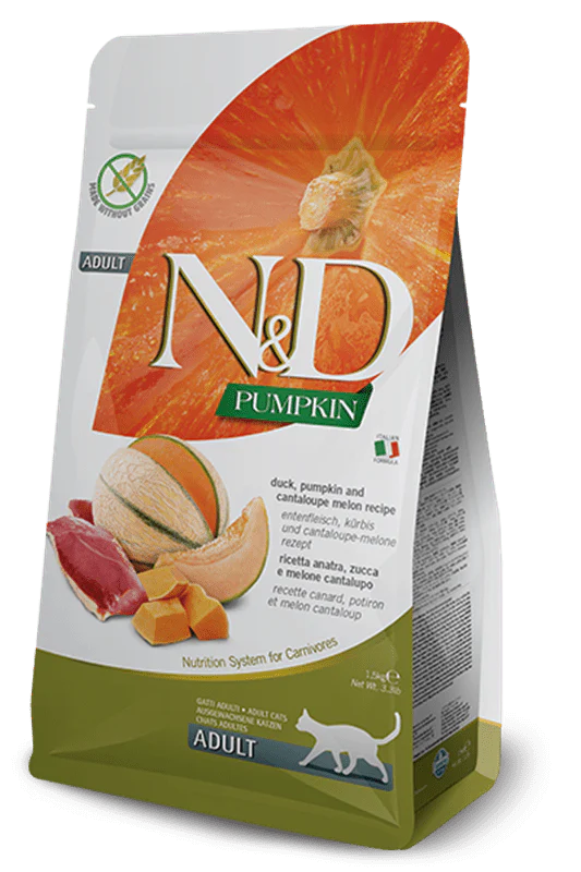 Farmina N&D Pumpkin: Duck & Cantaloupe Dry Food for Adult Cats 3.3lb - Image 1