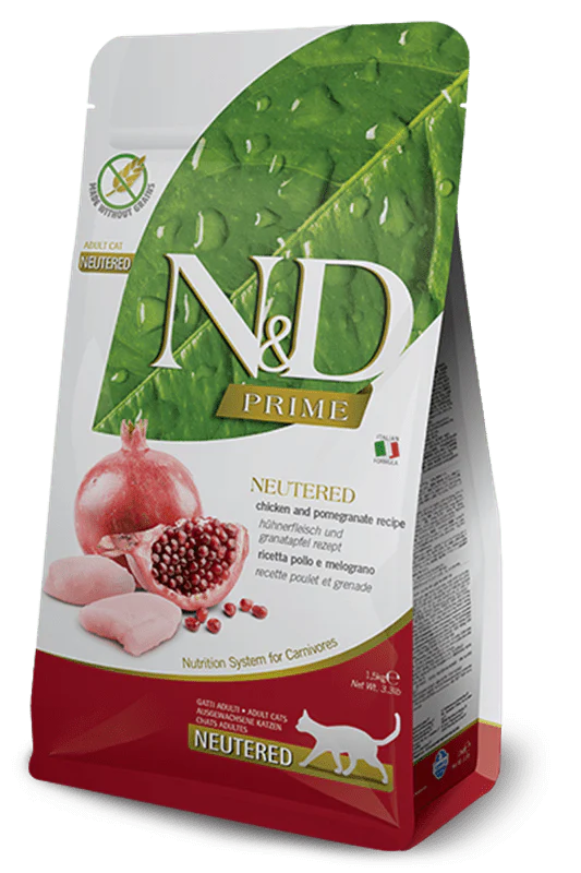 Farmina N&D Prime: Chicken & Pomegranate Recipe for Neutered Cats 3.3lb - Image 1