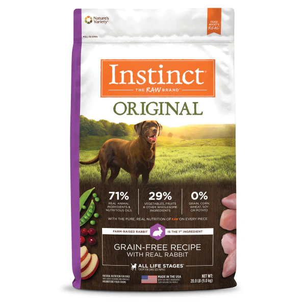 Instinct Original Grain-Free Recipe with Real Rabbit Dry Dog Food 20lb Bag - Image 1