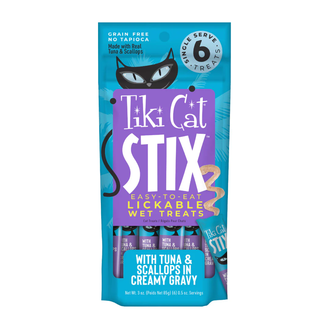 Tiki Cat Stix Wet Cat Treats Tuna & Scallops 3oz Pouch - Image 1