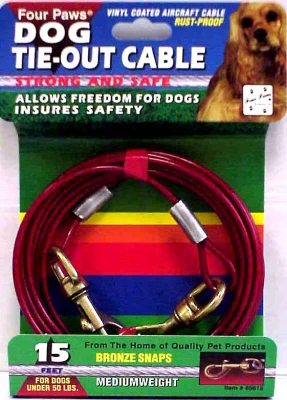 Four Paws Container Four Paws Dog Tie Out Cable Medium Weight Red 15 Ft - Image 1