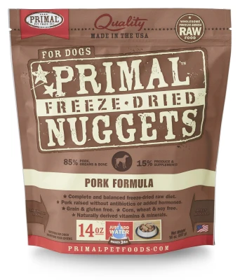 Primal Pet Foods Nuggets Grain-Free Pork Formula Freeze Dried Dog Food, 14 oz - Image 1