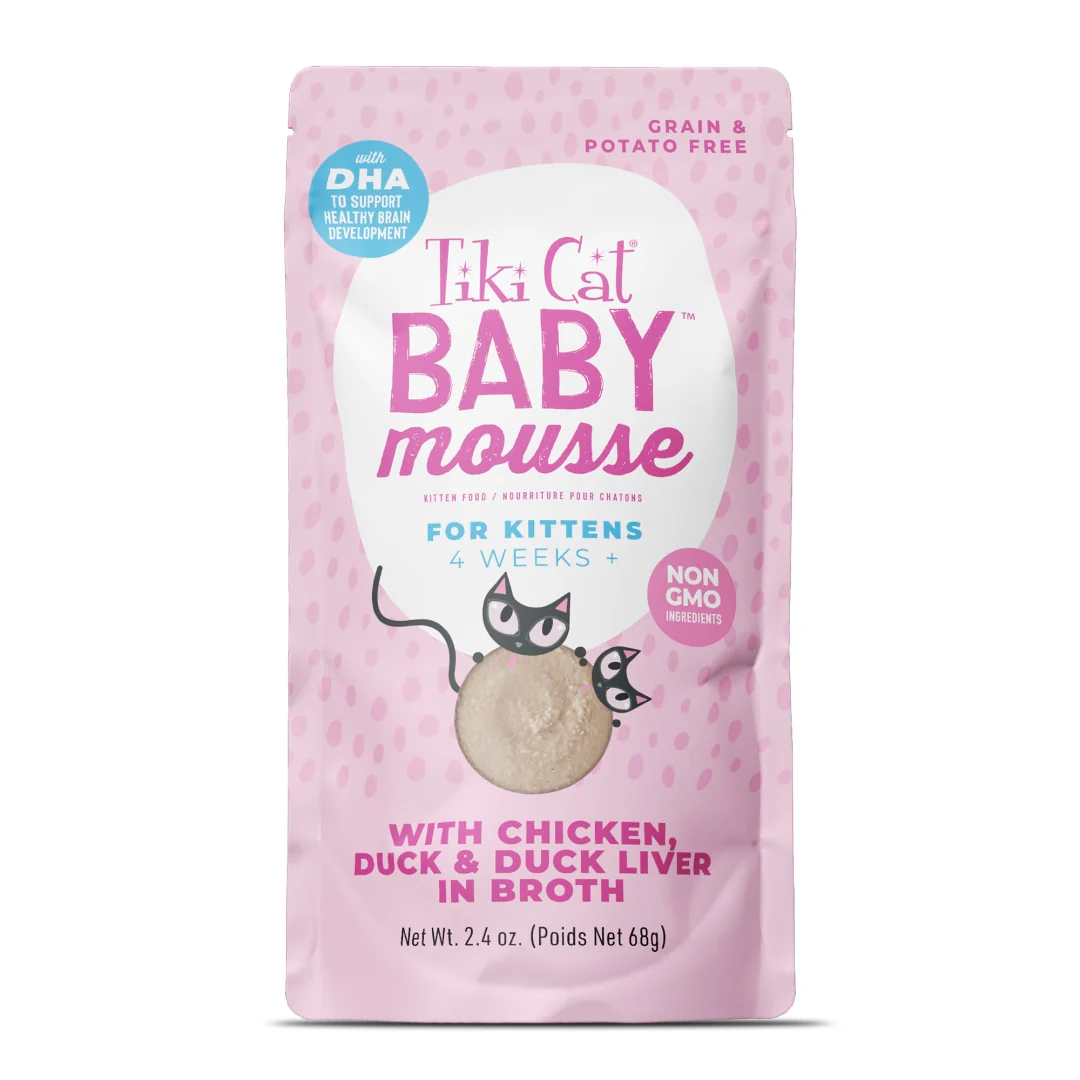 Tiki Cat Baby Mousse Wet Cat Food, Chicken, Duck & Duck Liver, 2.4 oz. Pouch - Image 1