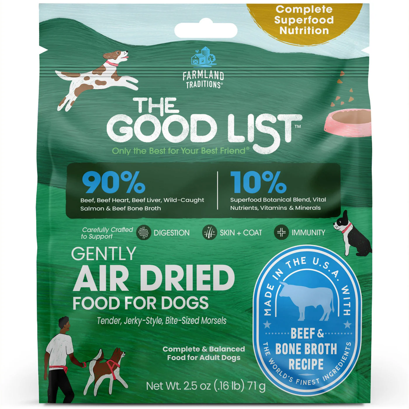 Farmland Traditions The Good List Gently Air Dried Dog Food Beef & Bone Broth 2.5oz - Image 1