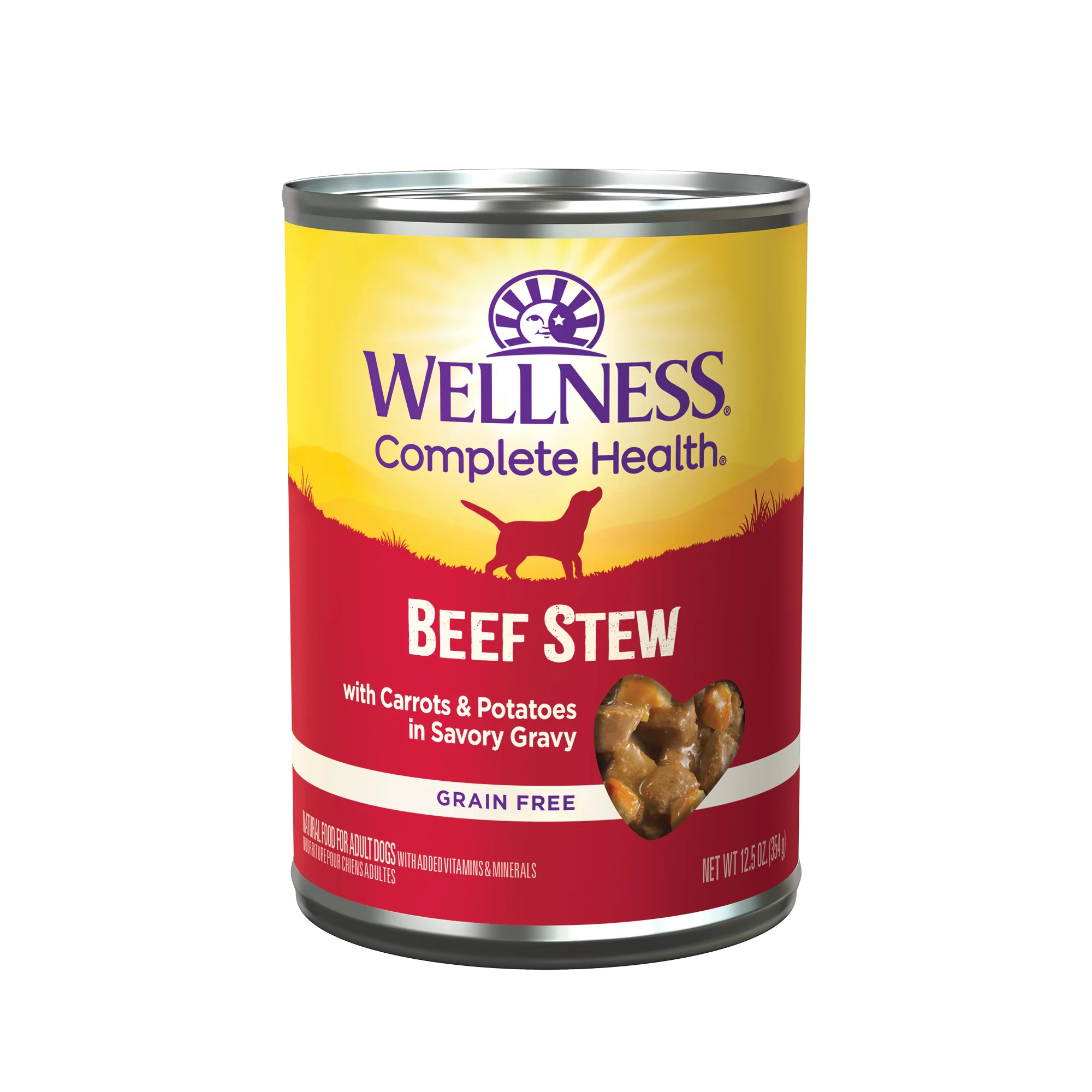 Wellness Thick & Chunky Natural Grain Free Canned Dog Food Beef Stew 12.5oz Can - Image 1