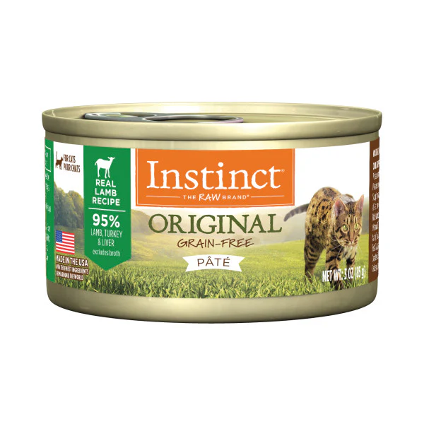 Instinct Original Grain-Free Pate Real Lamb Recipe Canned Cat Food 3oz Can - Image 1