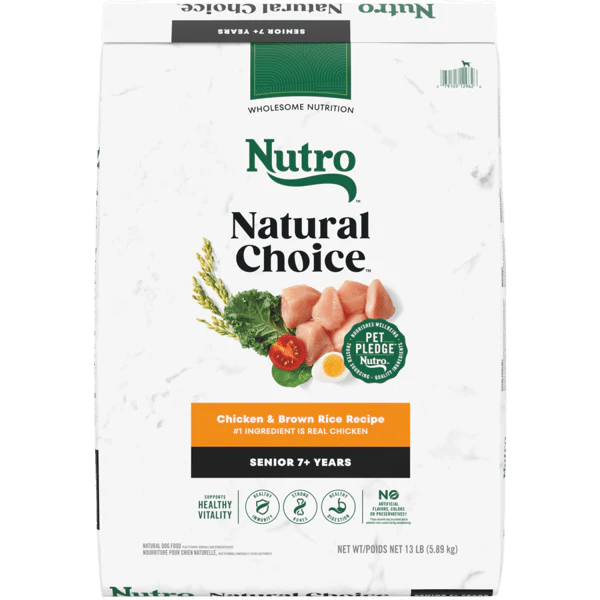 Nutro Natural Choice Dry Dog Food Senior Chicken & Brown Rice Recipe 13lb bag - Image 1