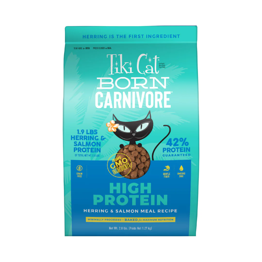Tiki Cat Born Carnivore High Protein Dry Cat Food, Herring & Salmon Meal, 2.8 lbs. Bag - Image 1