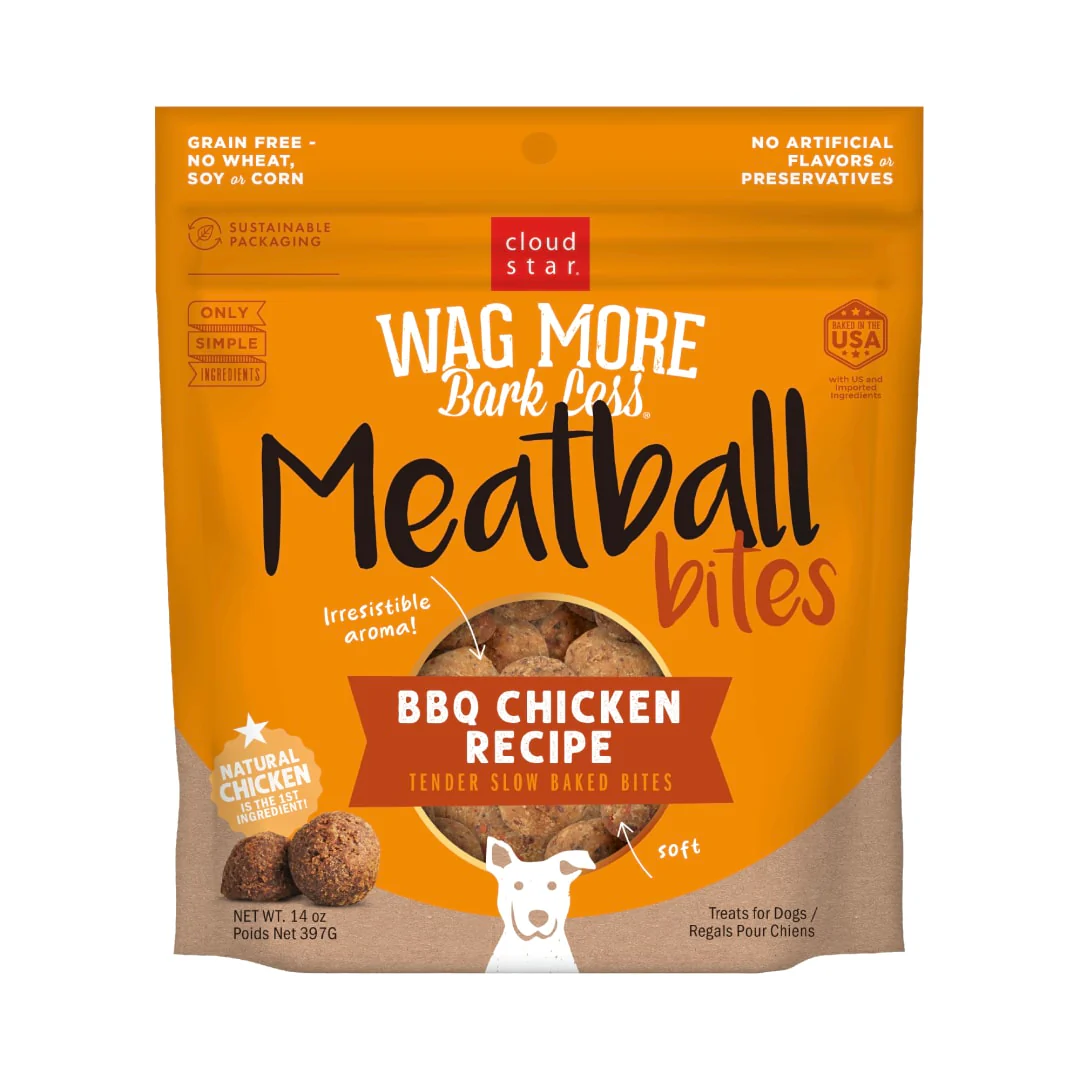 Cloud Star Wag More Bark Less Grain Free Meatball Bites - BBQ Chicken Recipe - 14 oz. - Image 1