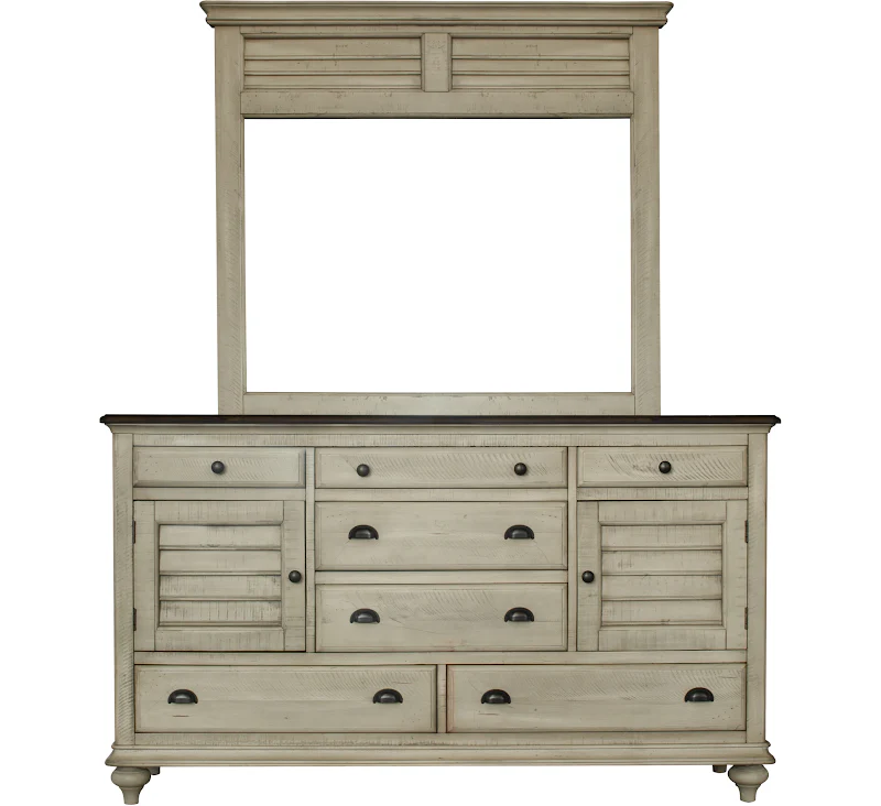 2330-0490-L/2334-0489-L COTTAGE CREEK BROCKTON DRESSER & SHUTTER MIRROR