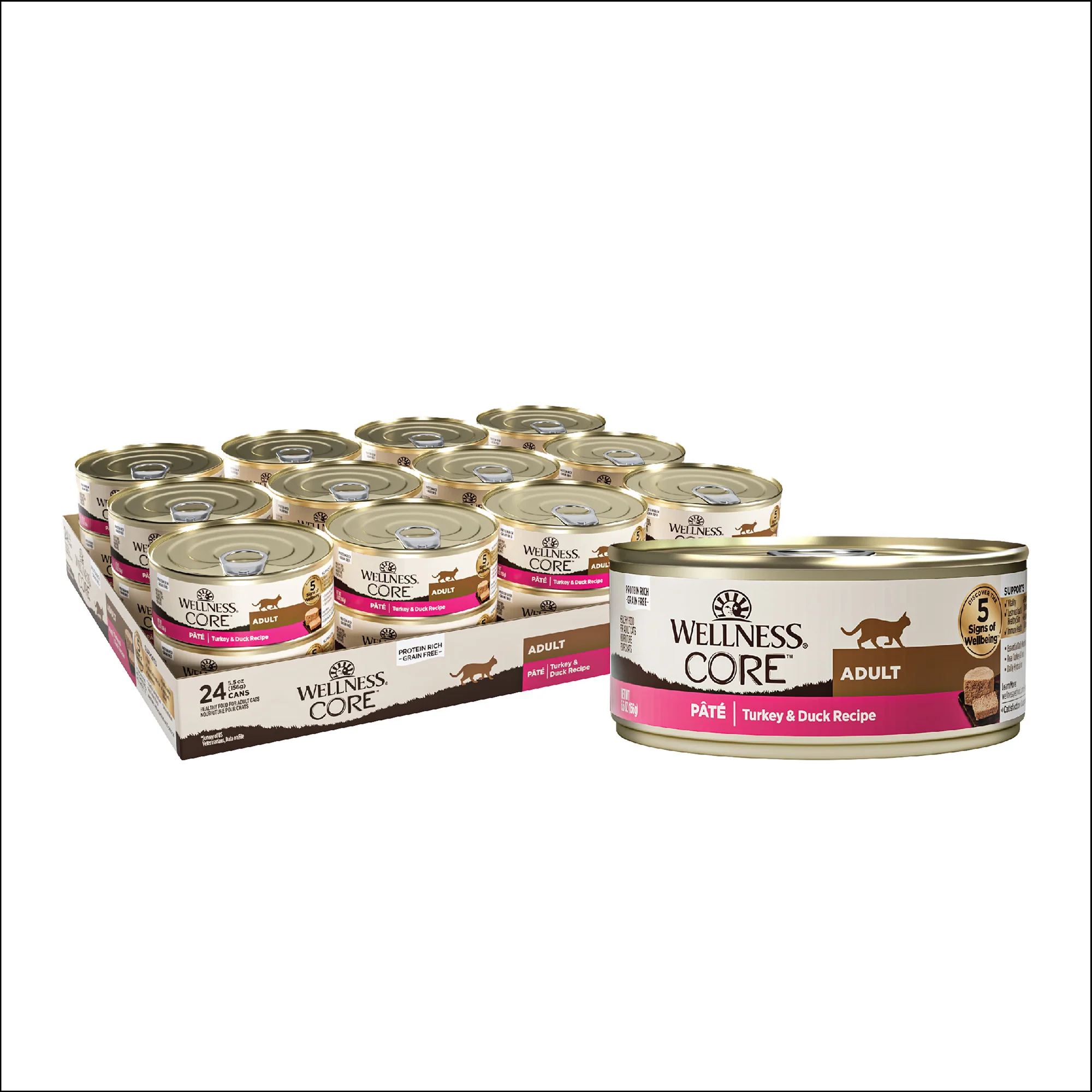 Wellness CORE Grain Free Canned Cat Food Turkey & Duck Pate 5.5ozs - Image 1