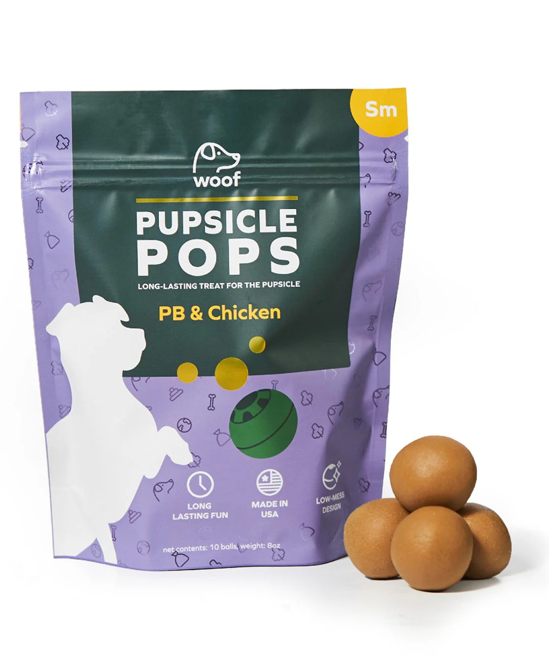 Woof Pupsicle Pops Freezable Dog Treats Chicken Peanut Butter Small 6oz - Image 1
