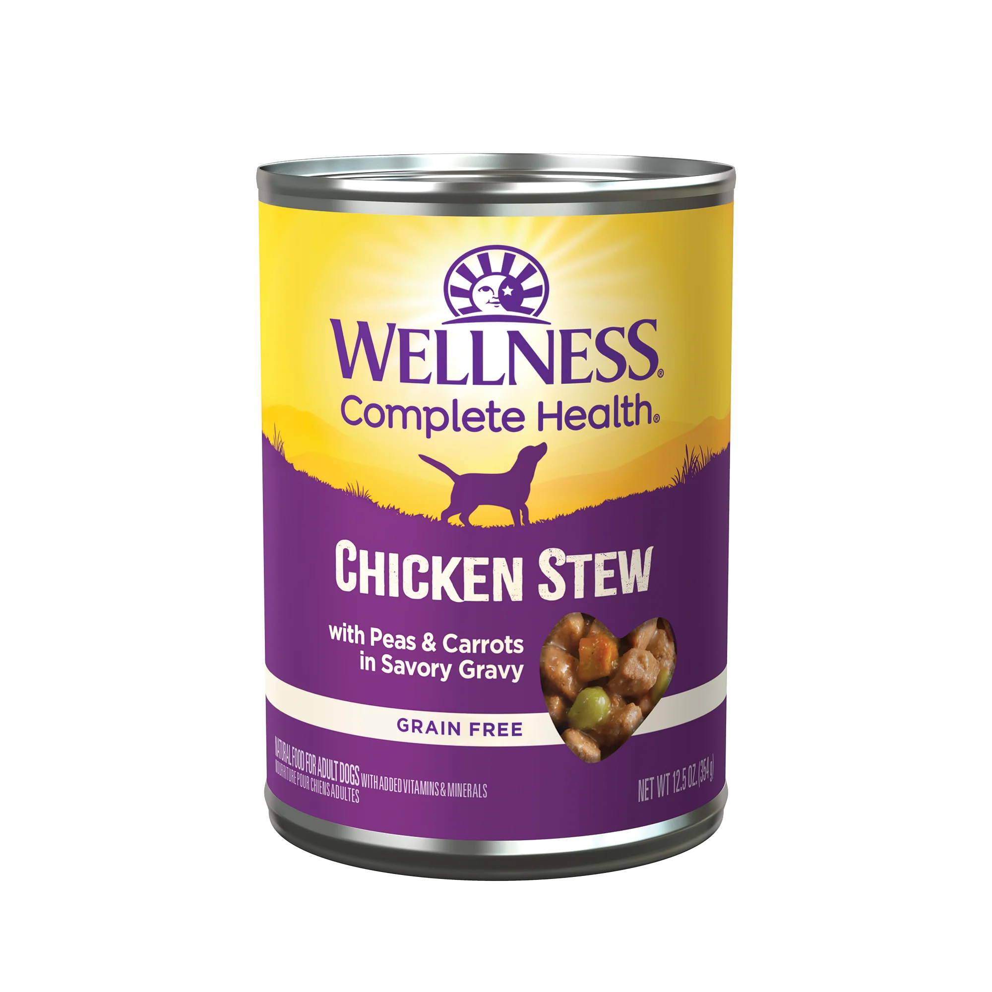Wellness Thick & Chunky Natural Grain Free Canned Dog Food Chicken Stew 12.5oz Can - Image 1