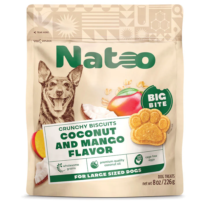 Natoo Crunchy Biscuits Coconut And Mango Flavor Big Bite 8oz - Image 1