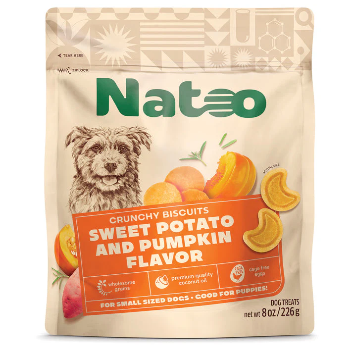 Natoo Crunchy Biscuits Sweet Potato And Pumpkin Flavor 8oz Small - Image 1