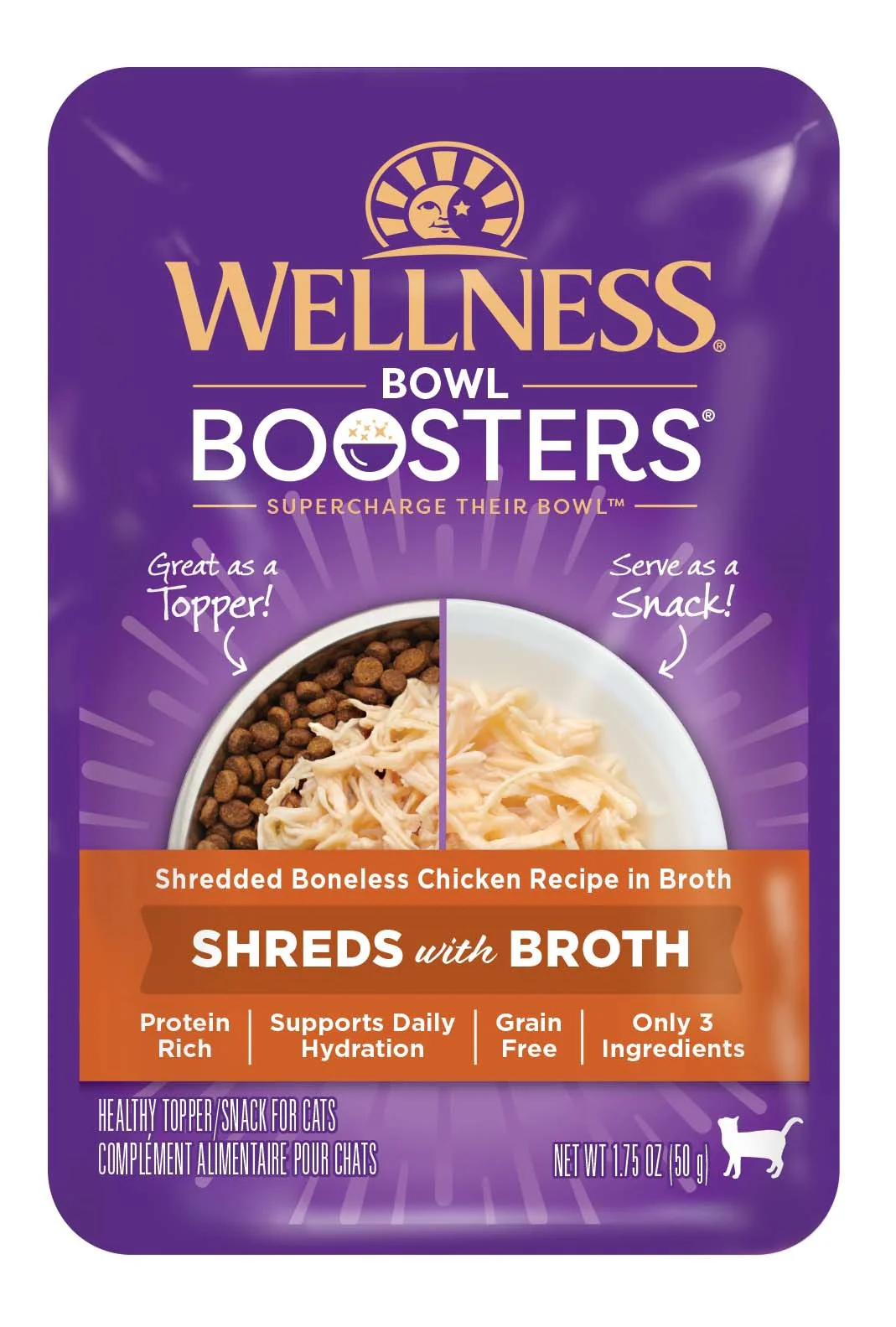 Wellness Bowl Boosters Wet Cat Topper Shredded Chicken in Broth 1.75oz - Image 1