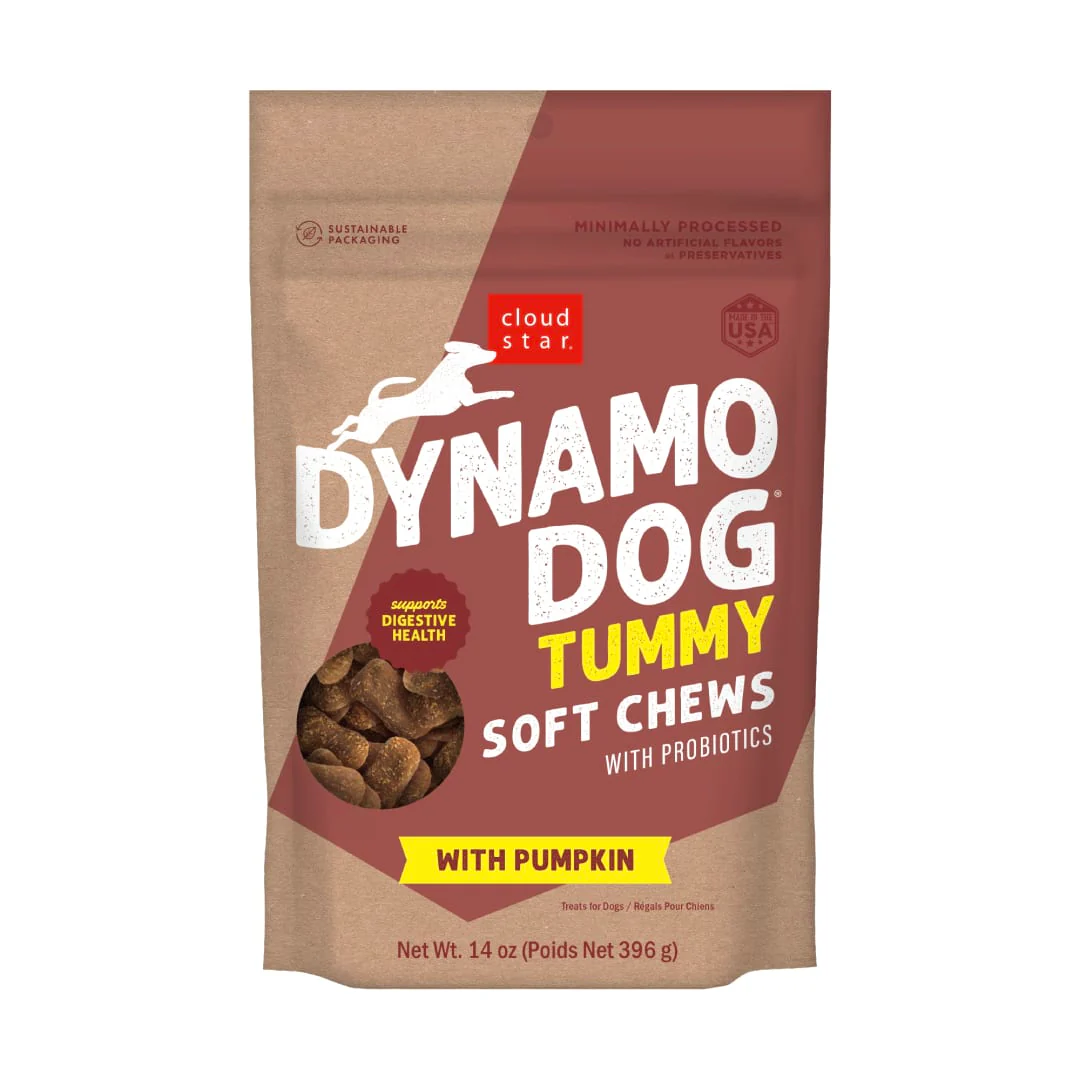 Cloud Star Dynamo Dog Tummy Soft Chews Grain Free Dog Treats, Pumpkin & Ginger, 14 oz. Pouch - Image 1