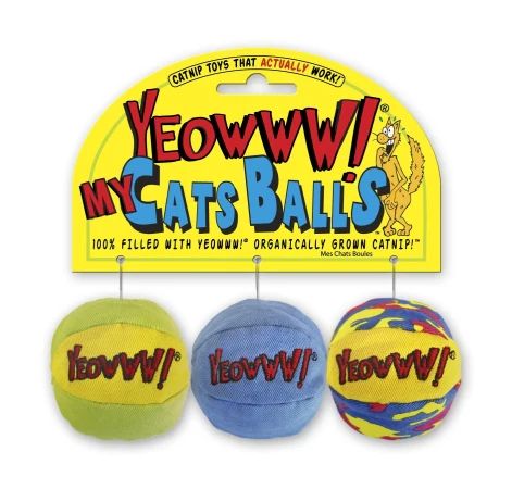Yeowww! My Cats Balls Catnip Cat Toys 3pk - Image 1