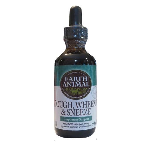 Earth Animal Cough  Wheeze & Sneeze Organic Herbal Dog & Cat Supplement  2 Fl Oz - Image 1