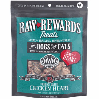 Northwest Naturals Raw Rewards Freeze Dried Chicken Heart Dog & Cat Treats 10oz - Image 1