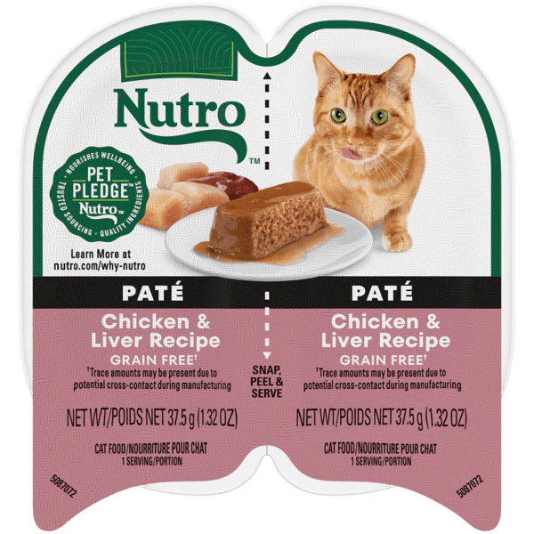 Nutro Wet Cat Food 2.6oz portion cup Chicken & Liver Recipe Paté - Image 1