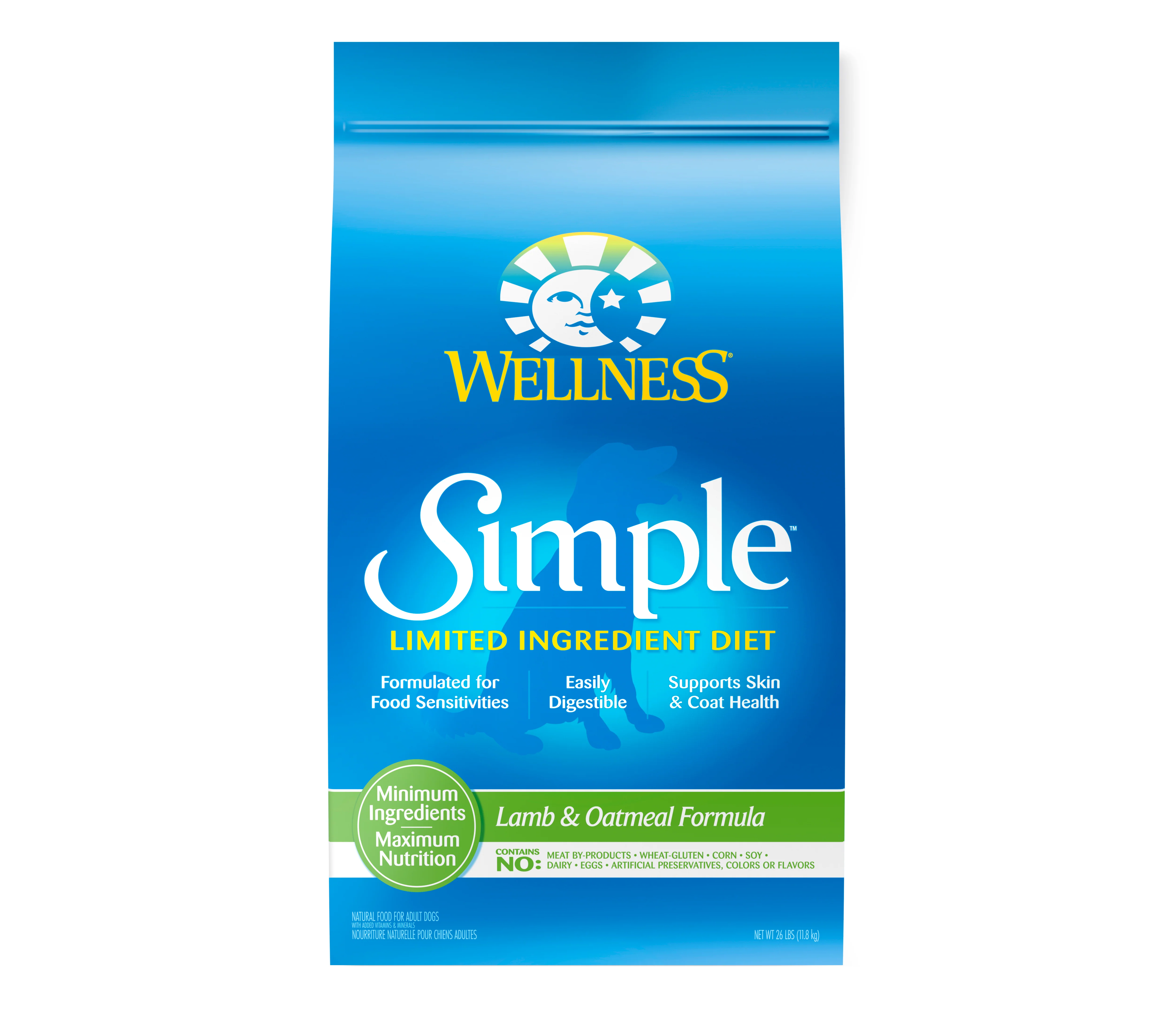 Wellness Simple Natural Limited Ingredient Dry Dog Food Lamb and Oatmeal Recipe 26lb Bag - Image 1