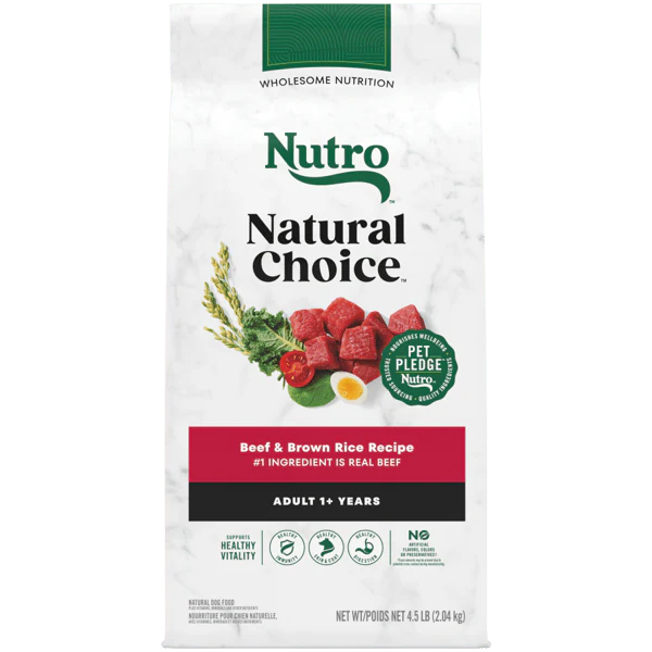Nutro Natural Choice Dry Dog Food Adult Beef & Brown Rice Recipe 4.5lb bag - Image 1