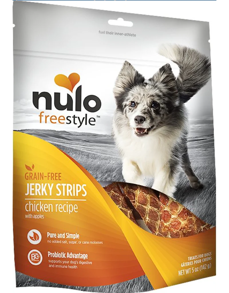 Nulo Freestyle Grain-Free Jerky Strips Chicken w/ Apples 5 oz - Image 1