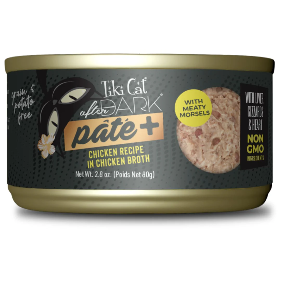 Tiki Cat After Dark Pate+ Wet Cat Food, Chicken, 2.8 oz. Can - Image 1