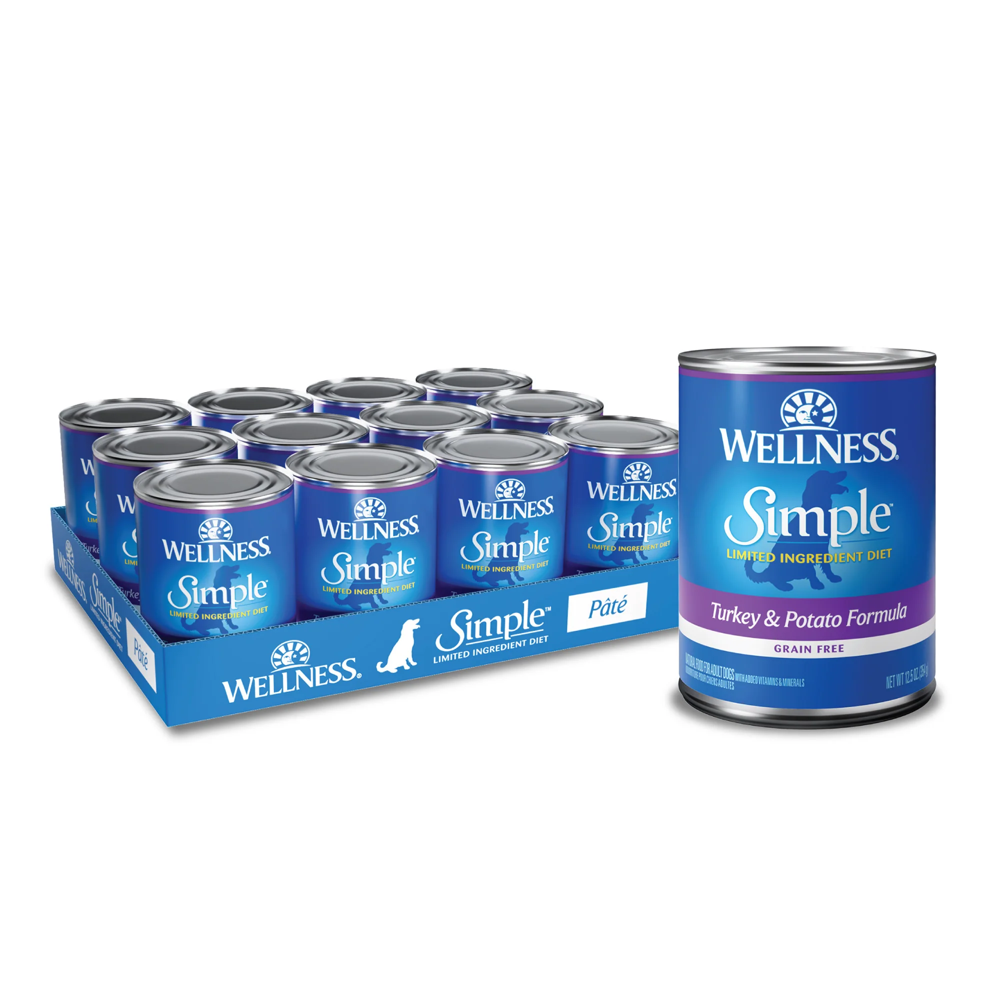 Wellness Simple Natural Wet Canned Limited Ingredient Dog Food Turkey & Potato 12.5oz Can - Image 1
