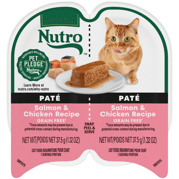 Nutro Wet Cat Food 2.6oz portion cup Salmon & Chicken Recipe Paté - Image 1