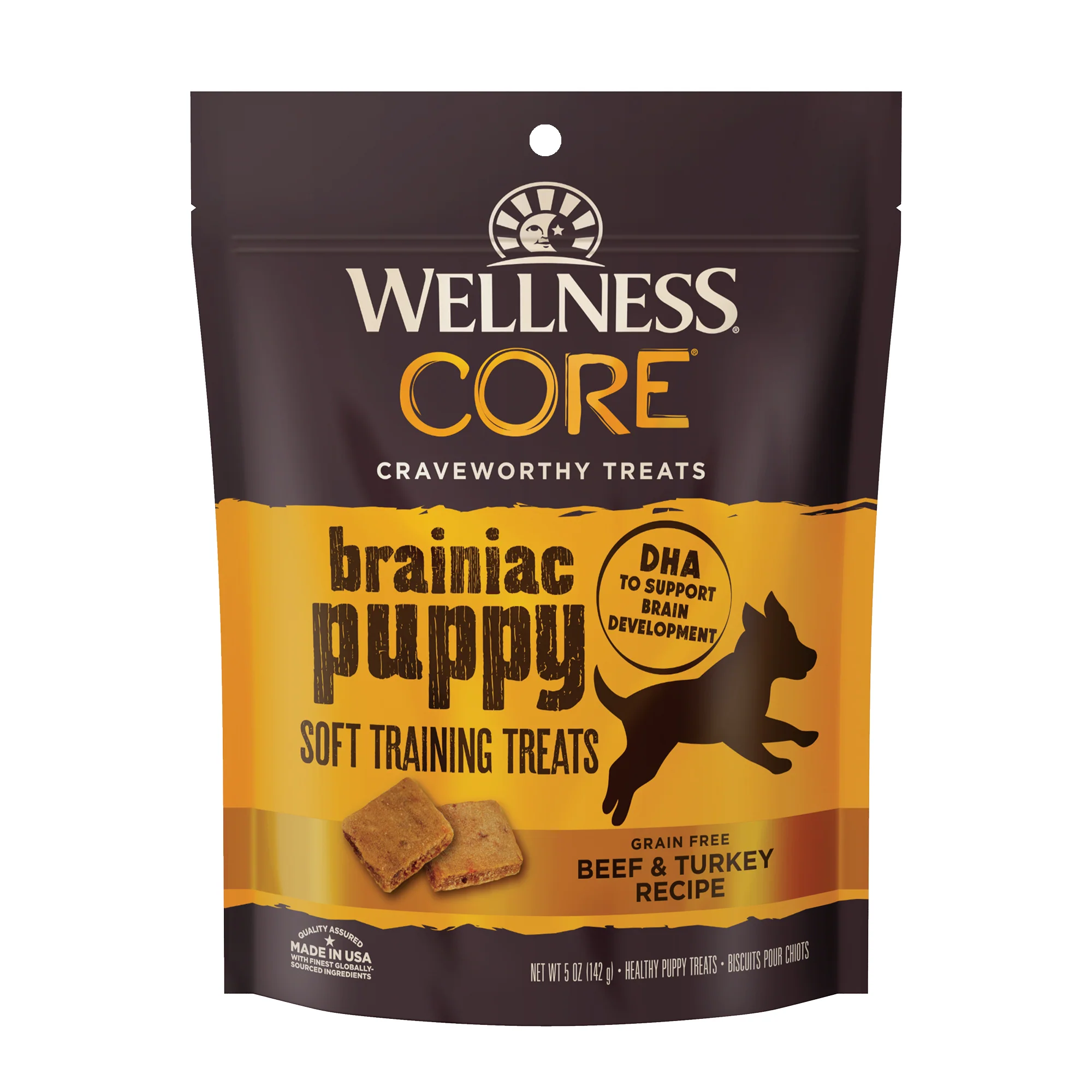 Wellness CORE Brainiac Puppy Soft Training Dog Treats Grain Free Beef & Turkey 5oz Bag - Image 1