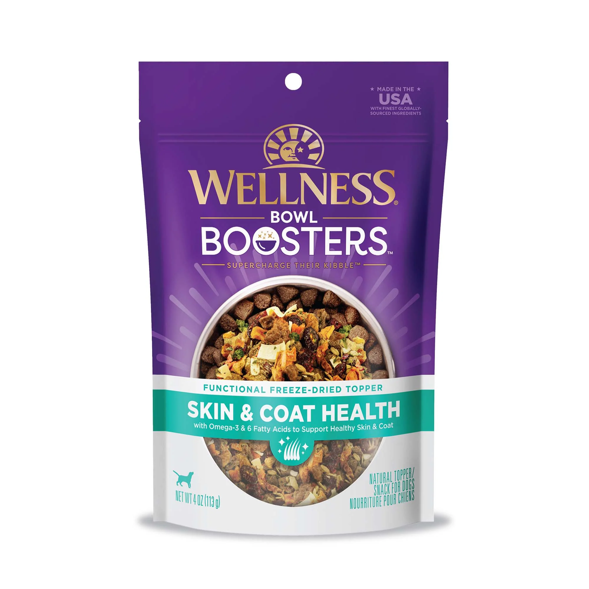 Wellness Bowl Boosters Functional Freeze-Dried Dog Food Topper Skin & Coat Health 4oz Bag - Image 1