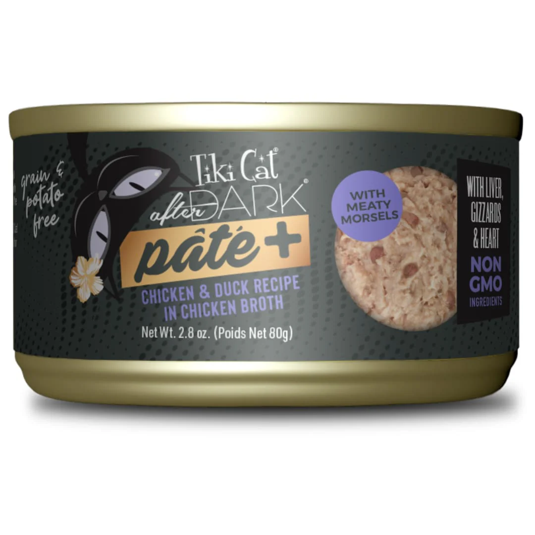Tiki Cat After Dark Pate Wet Cat Food Chicken & Duck 2.8 oz. Can - Image 1