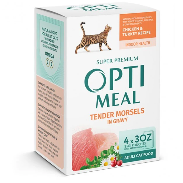 Optimeal Adult Cat Grain-Free Tender Morsels Chicken & Turkey 3 oz. Pouch - Image 1