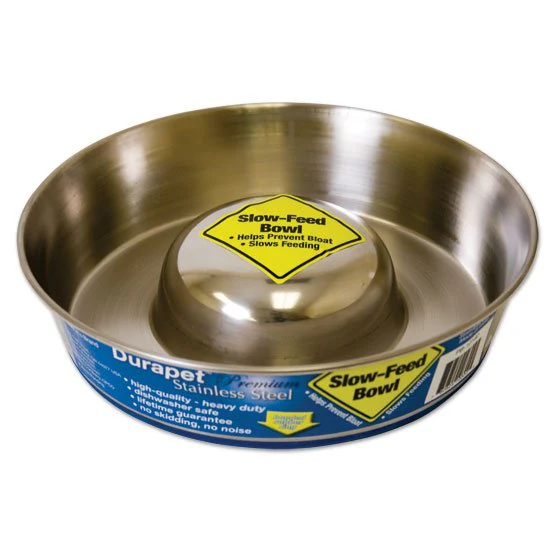 OurPets DuraPet Slow Feed Premium Stainless Steel Dog Bowl (Durable Stainless Steel Dog Bowls  Slow Feeder Dog Bowls  Dog Food Bowl  Dog Water Bowl) Great Alternative to Snuffle Mat for Dogs - LARGE - Image 1