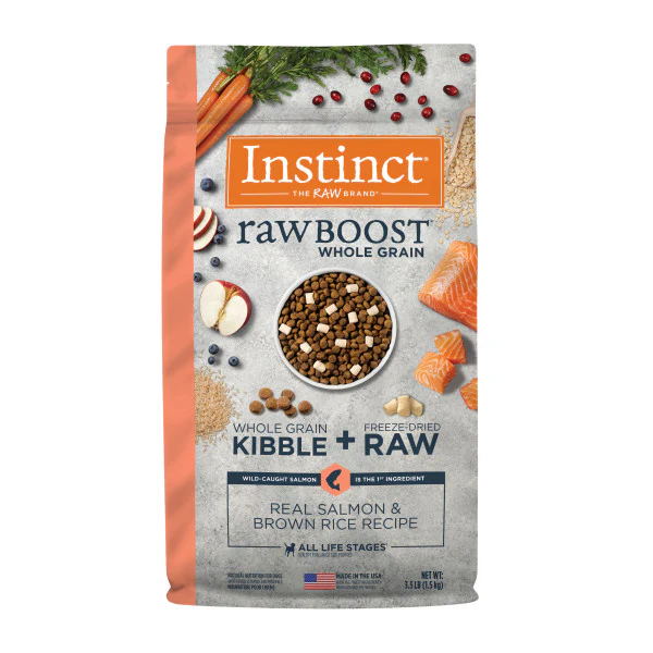 Instinct Raw Boost Whole Grain Real Salmon & Brown Rice Recipe Dry Dog Food 3.5lb Bag - Image 1