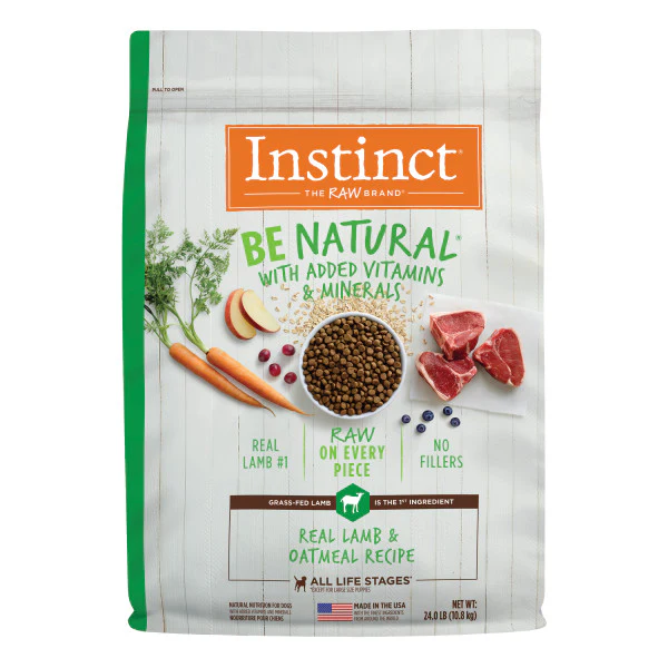 Instinct Be Natural Real Lamb & Oatmeal Recipe Dry Dog Food 24lb Bag - Image 1