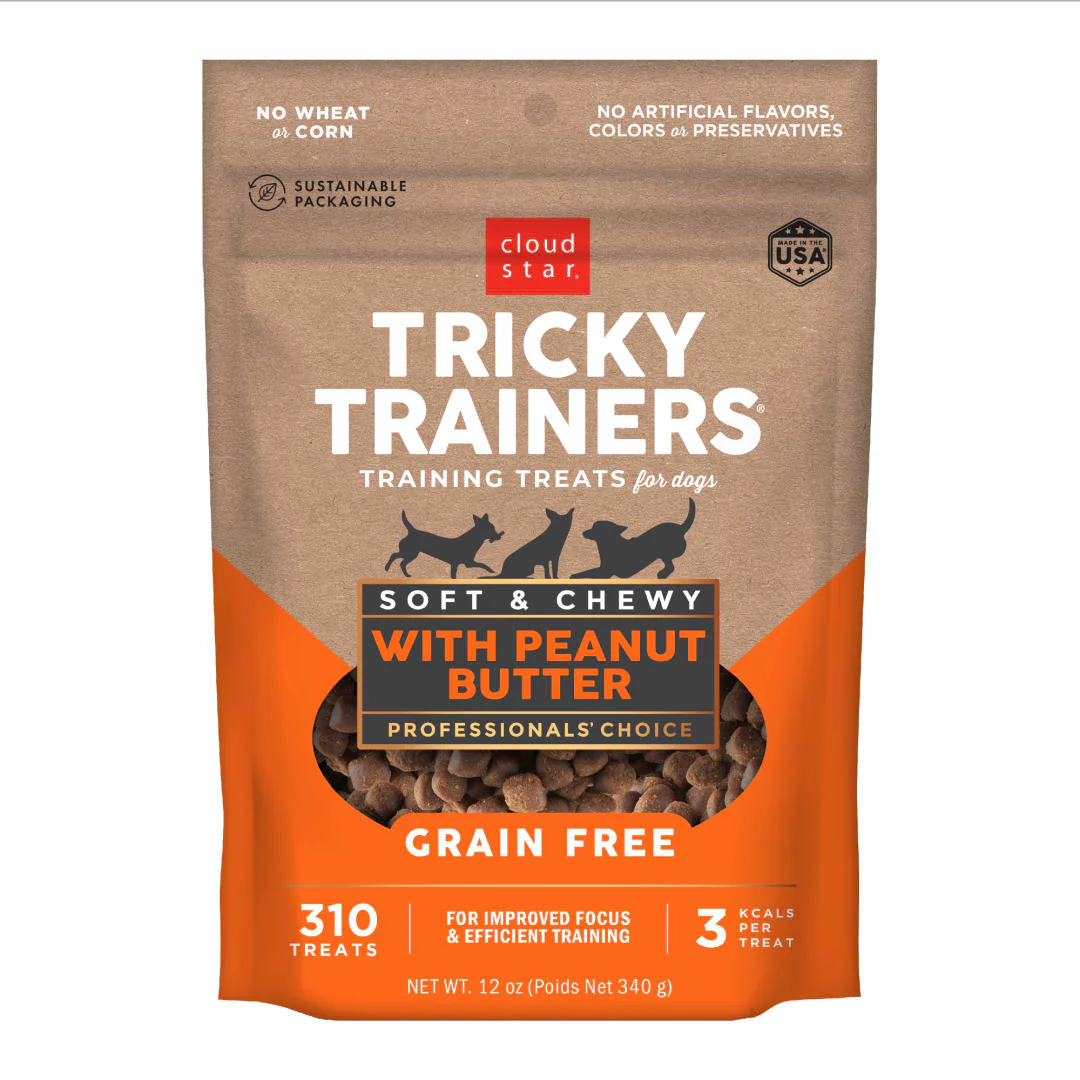Cloud Star Tricky Trainers Soft & Chewy Grain Free Dog Treats, Peanut Butter, 12 oz. Pouch - Image 1