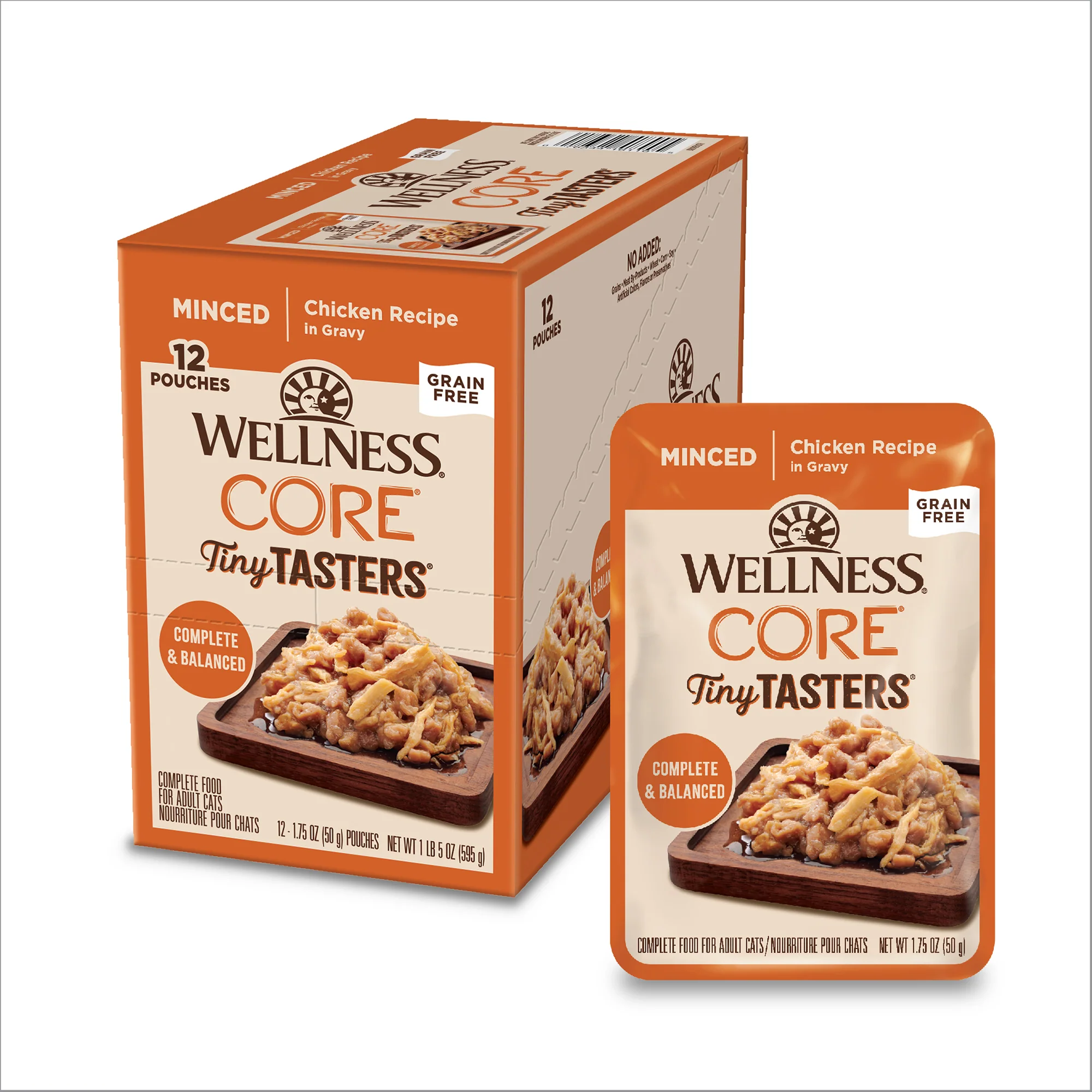 Wellness CORE Tiny Tasters Wet Cat Food Minced Chicken in Gravy 1.75oz Pouch - Image 1
