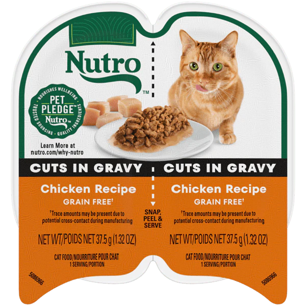 Nutro Wet Cat Food 2.6oz portion cup Chicken Recipe Cuts in Gravy - Image 1