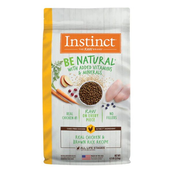 Instinct Be Natural Real Chicken & Brown Rice Recipe Dry Dog Food 4.5lb Bag - Image 1