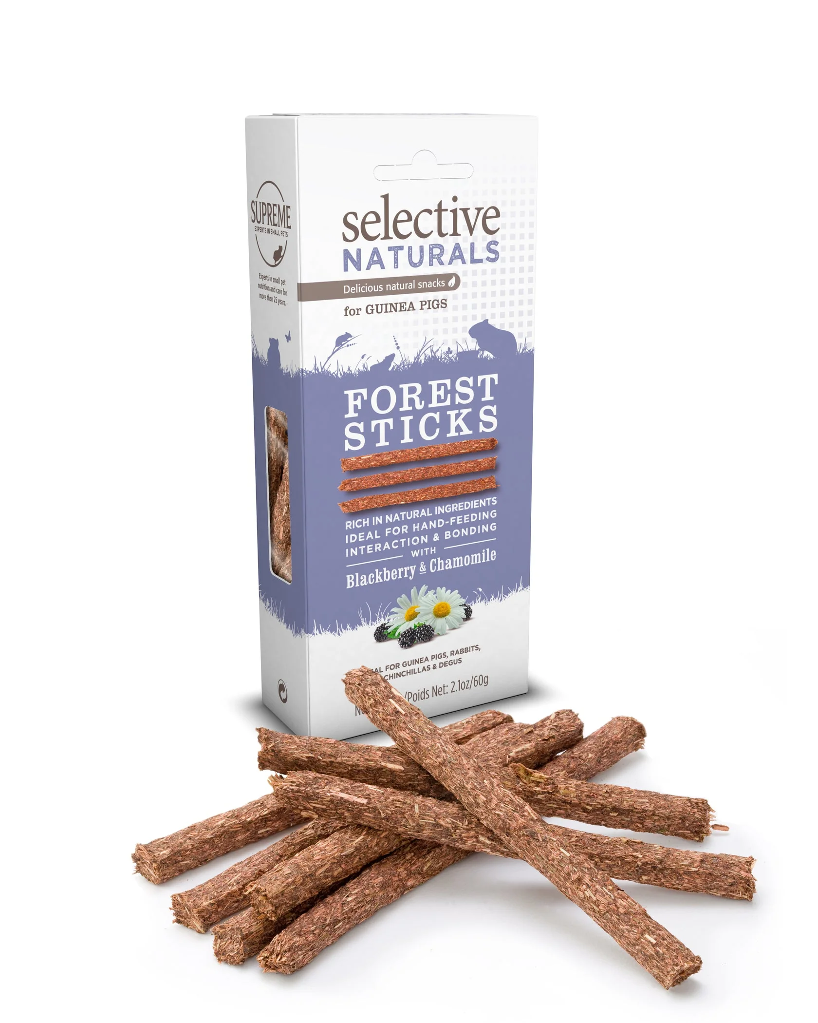 Science Selective Forest Sticks with Blackberry & Chamomile for Guinea Pigs 4ea 2.1 oz - Image 1