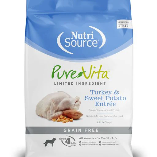 Pure Vita Grain-Free Turkey & Sweet Potato Entree Dry Dog Food, 4 Lb - Image 1