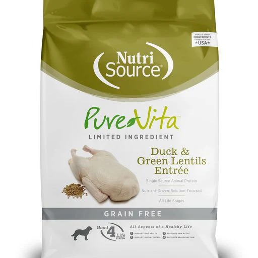 Pure Vita Grain-Free Duck & Kale Entree Dry Dog Food 25lb - Image 1