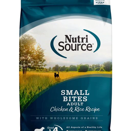 NutriSource Small Bites Adult Chicken and Rice Dog Food 4lb - Image 1