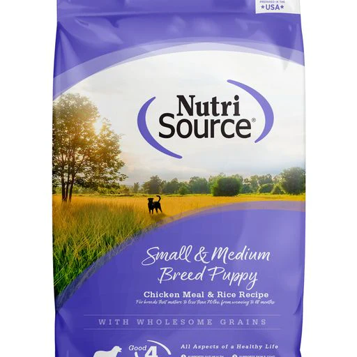 NutriSource Small & Medium Breed Puppy Chicken Meal & Rice Recipe 12Lb - Image 1