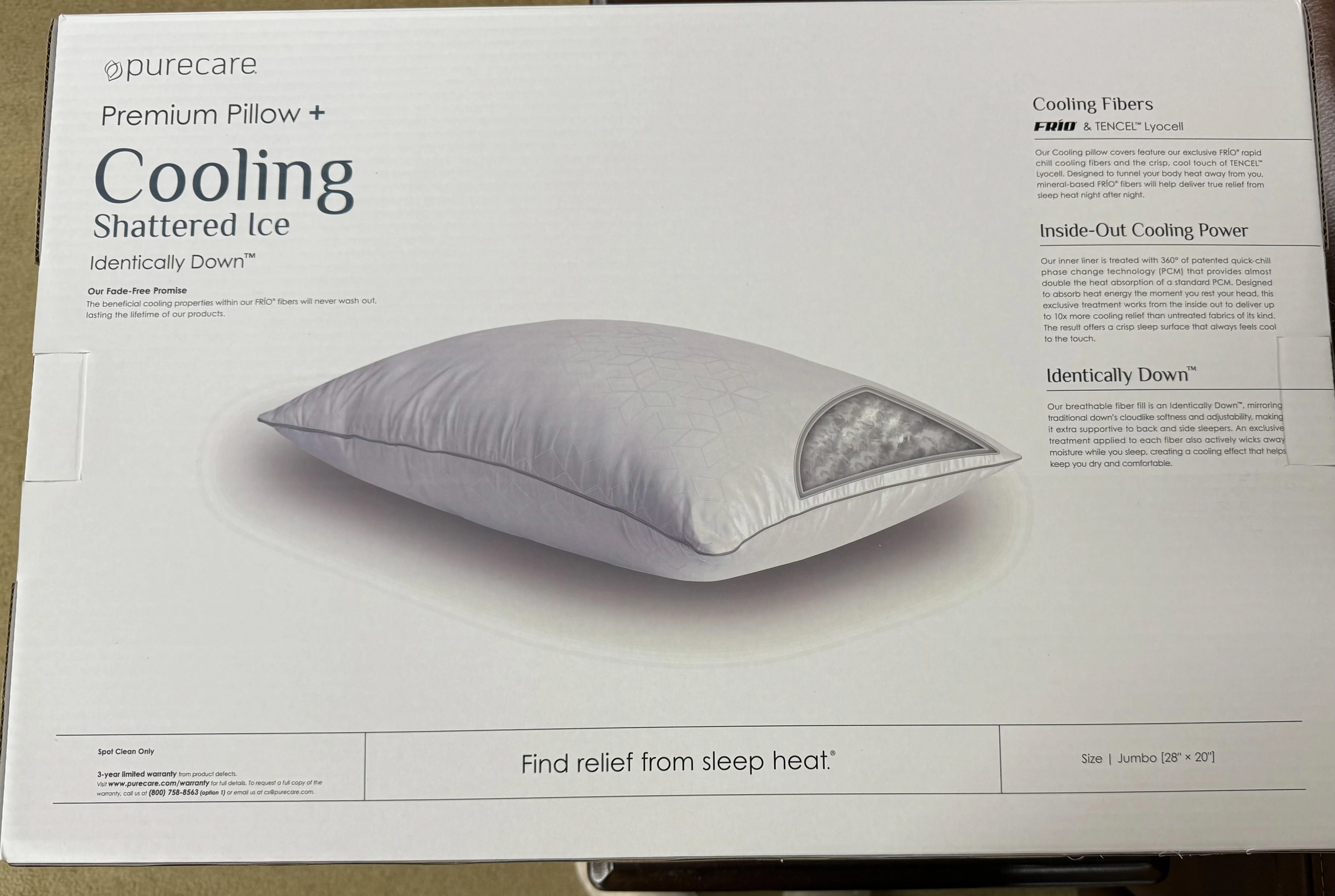 PCFRIOJ631 PURECARE COOLING SHATTERED ICE JUMBO PILLOW - Image 1