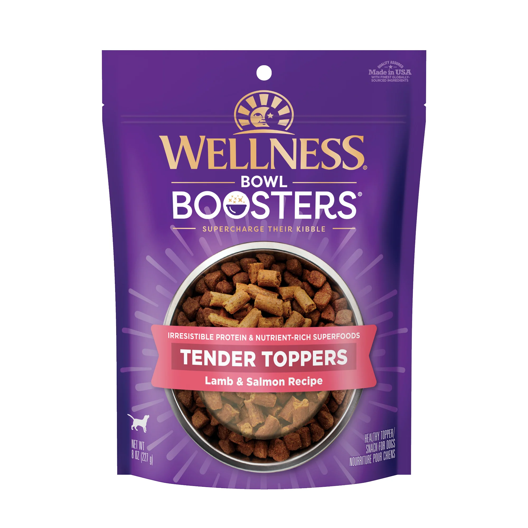 Wellness Bowl Boosters Tender Toppers Natural Grain Free Dog Food Topper Lamb & Salmon Recipe 8oz Bag - Image 1